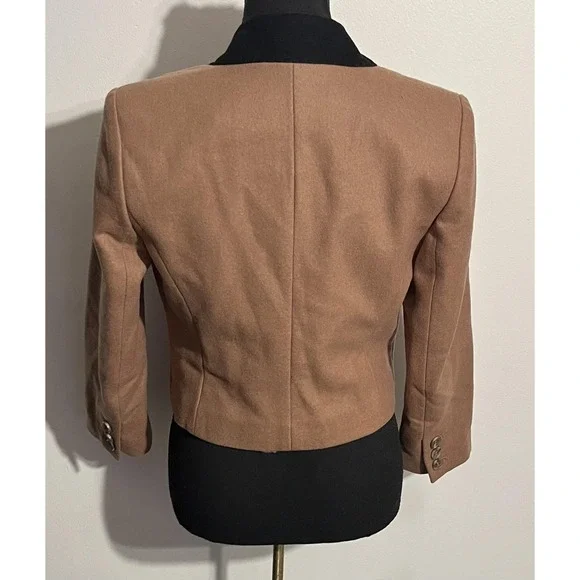 Trouve Blazer Womens Small Camel Tan Wool Blend Cropped One Button Jacket - Picture 4 of 15